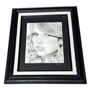 Taylor swift hand drawn pencil sketched framed art work swiftie